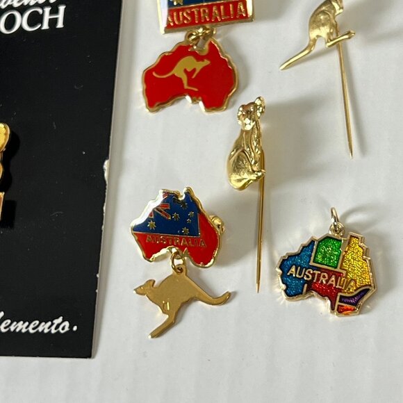 Australia Vtg Souvenir Brooch Enamel Pins Charm 6 Item Lot Koala Kangaroo Flag - Picture 5 of 6
